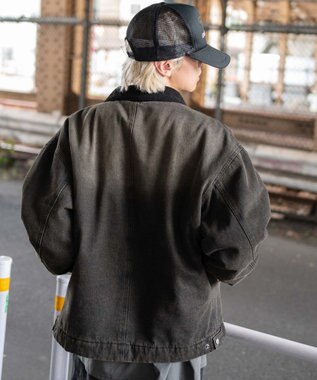 WEGO 【ユニセックス着用ITEM/MLサイズ展開】ワーカーズキルティングZIPジャケット デニムブラックソノタ