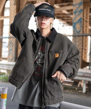 WEGO 【ユニセックス着用ITEM/MLサイズ展開】ワーカーズキルティングZIPジャケット デニムブラックソノタ