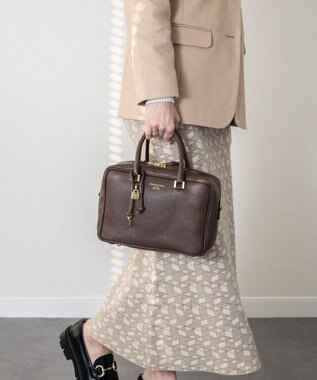 INTER-CHAUSSURES 【CHRISTIAN VILLA】ベーシックレザーハンドバッグ ダークブラウン