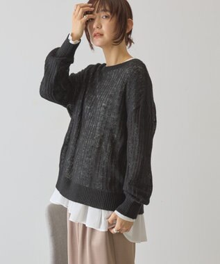 AMERICAN HOLIC モヘアタッチルーズ編みプルオーバー Black