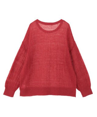 AMERICAN HOLIC モヘアタッチルーズ編みプルオーバー Red