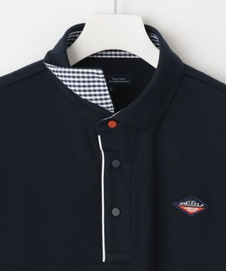 23区GOLF 長く愛せる定番人気！【MEN】【日本製】ハニカムカノコ 長袖ポロシャツ ネイビー系