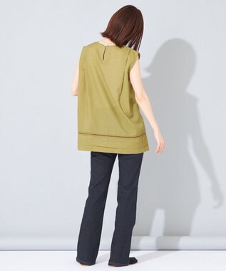 SHARE PARK LADIES 【洗える】ウォッシャブルリネン　ノースリブラウス マスタード