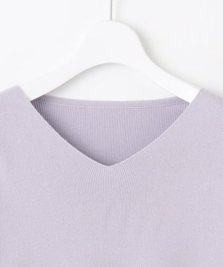 Feroux 【洗える】Vネック プルオーバー ニット ライラック系