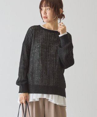 AMERICAN HOLIC モヘアタッチルーズ編みプルオーバー Black