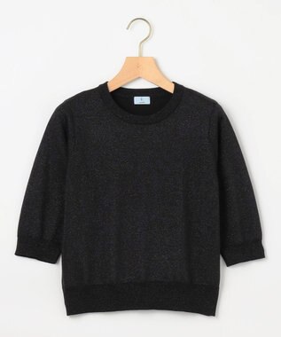 組曲 S 【WEB限定・2SET】5分袖ラメ入りアンサンブルニット ブラック系