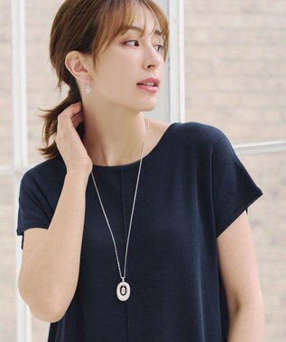 Tiaclasse 【新色追加】フレンチスリーブニットチュニック ネイビー
