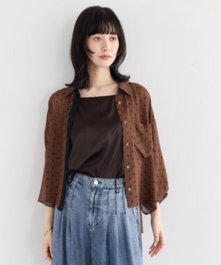 YECCA VECCA 【2点SET】キャミ付きシアードットシャツ Brown
