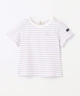 組曲 KIDS 【110-140㎝】半袖ボーダー Tシャツ ラベンダー×オフホワイト
