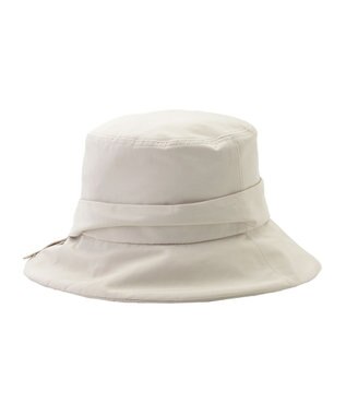 MOONBAT 【遮光100％・遮熱】FURLA(フルラ)リボン巻きダウン ハット 帽子 ロゴチャーム サイズ調整 撥水性 ベージュ