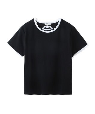 earth music&ecology バイカラースカラッププルオーバー Black