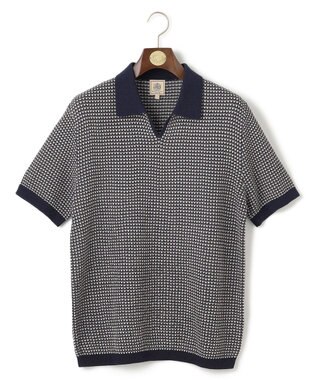 J.PRESS MEN 【HTBRID LINEN】スキッパーニット ポロシャツ ネイビー系1