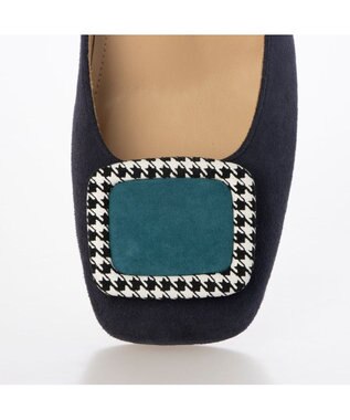 MODE ET JACOMO <MODE ET JACOMO>バックルスクエアトゥパンプス ネイビースエード