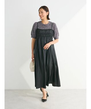 Green Parks レザー風キャミワンピース Black