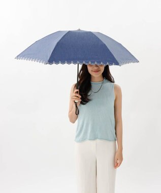AURORA 【 BLAO（ブラオ）】サマーシールド ボーラー刺しゅう晴雨兼用傘(折りたたみ傘) ネイビー