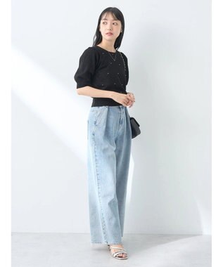 earth music&ecology アーガイルスカシパールニットプルオーバー Black