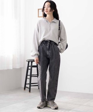 WEGO ウエストフリルマムデニムパンツ ブラックその他