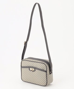 ANY クラシックラウンドショルダーバッグ ベージュ×グレー柄