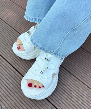 WEGO 【SMLXLサイズ展開】クリアライトソールレースアップサンダル ホワイト