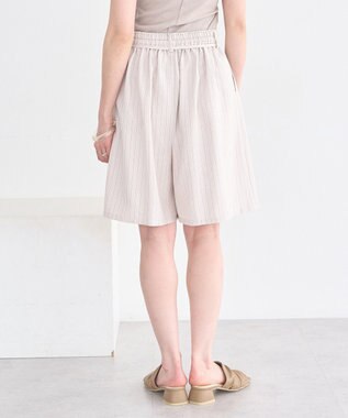 earth music&ecology 【セットアップ対応】ウエストリボンバミューダパンツ Stripe Ivory