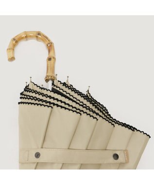 ATRENA 体感-10℃コカゲル晴雨兼用 スライド式ロングアンブレラ ベージュ×ブラック