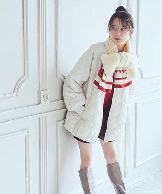 earth music&ecology ダブルステッチキルティングコート Ivory