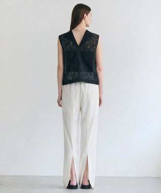 BEIGE， FLUORITE / 異素材コンビ レースブラウス Black