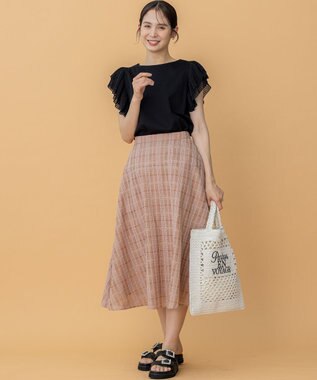 組曲 プリーツコンビフレンチスリーブ カットソー ブラック系