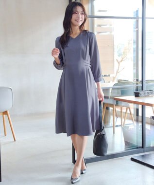 Tiaclasse L サイドベルトデザインワンピース ブルー