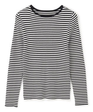 UNFILO マイビューティ リブボートネック ニット グレージュ×ブラック