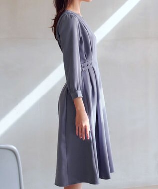 Tiaclasse L サイドベルトデザインワンピース ブルー