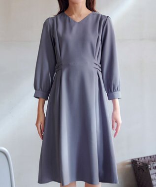 Tiaclasse L サイドベルトデザインワンピース ブルー