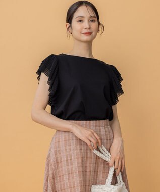 プリーツコンビフレンチスリーブ カットソー