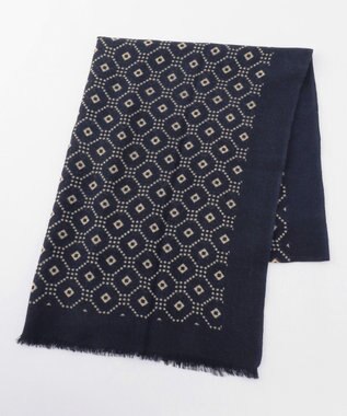 JOSEPH ABBOUD 【イタリア製/CAMERUCCI ARCHIVIO】ジオメトリッククレスト ストール ネイビー系5