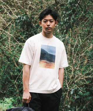 SHARE PARK MENS 【UVカット・吸水速乾・ストレッチ・軽量 】コラボフォトプリントTシャツ（L・XLサイズ） ホワイト系