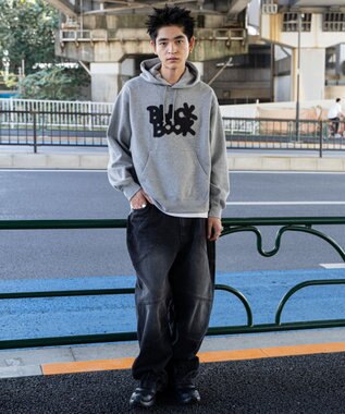 WEGO 【ユニセックス着用ITEM/裏起毛/SMLサイズ展開】リラックスフィットスプレーグラフィックパーカー 杢グレー