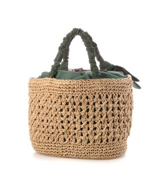 UNBILLION カシュカシュ cachecache / 下がりリボン柄編みトート グリーン