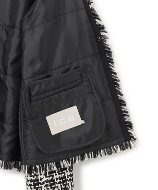 ICB 【CLASSY.1月号掲載】ルレックスツイード ノーカラージャケット ブラック×オフホワイト系
