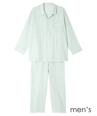 ワコール／睡眠科学 メンズ パジャマ 長袖 長ズボン 綿100%(本体) 二重ガーゼ 通気性 上下セット 前開き レディースパジャマあり(YDX570) YGX571 睡眠科学／ワコール