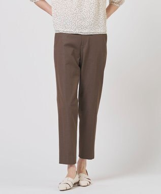 J.PRESS LADIES L 麻シェルドライ テーパード パンツ ダークブラウンシャンブレー系