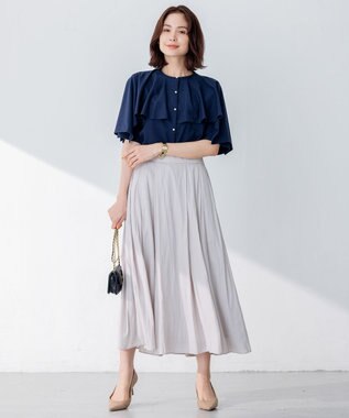 組曲 S 【洗える】ブラウスライクジャージーポンチョライク カットソー ネイビー系