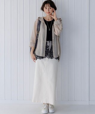 23区 23区DENIM Iライン デニムスカート ホワイト系