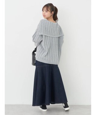 earth music&ecology ビッグカラーニットプルオーバー Light Gray