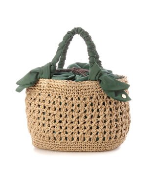 UNBILLION カシュカシュ cachecache / 下がりリボン柄編みトート グリーン