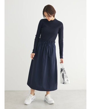 Green Parks ドッキングニットワンピース Navy