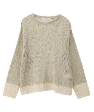 AMERICAN HOLIC モヘアライク配色ニットプルオーバー Gray Beige