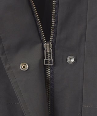 ICB 【撥水加工】 メモリーストレッチタフタ フーデットコート チャコール系