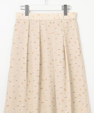 自由区 【洗える・XSサイズあり】ブラッシュドシャドープリント スカート シャンパンベージュ系