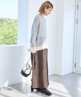 AMERICAN HOLIC モヘアライク配色ニットプルオーバー Gray