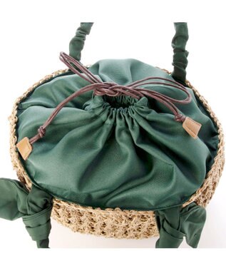 UNBILLION カシュカシュ cachecache / 下がりリボン柄編みトート グリーン